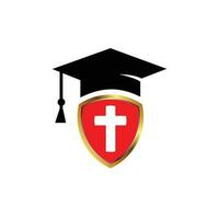 christian school university with red color shield vector