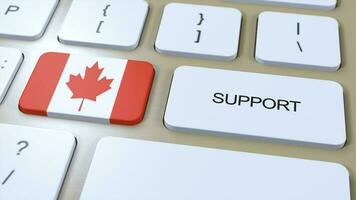 Canada Support Concept. Button Push 3D Illustration. Support of Country or Government with National Flag photo