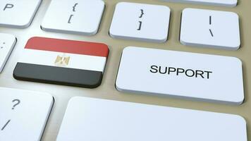 Egypt Support Concept. Button Push 3D Illustration. Support of Country or Government with National Flag photo