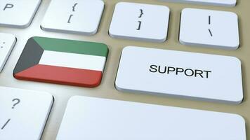 Kuwait Support Concept. Button Push 3D Illustration. Support of Country or Government with National Flag photo