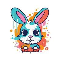 a vibrantly illustrated evil rabbit vector