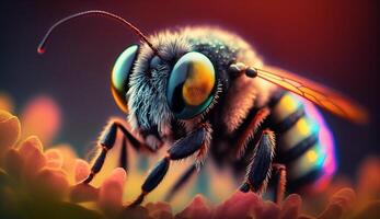 Abstract Colorful Bee Macro Photography, photo