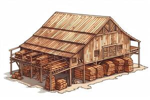 Illustration of a wooden warehouse. photo