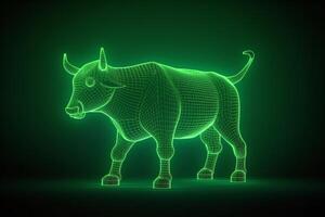 Market bull market trading up trend of graph green background rising price. photo