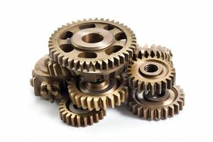 Attached gears on white background. photo