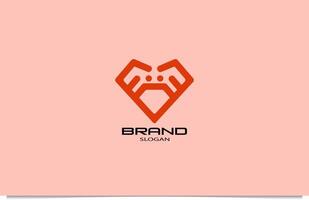 Crab logo template made in heart or diamond shape with simple style suitable for various industries such as food, restaurant and others vector