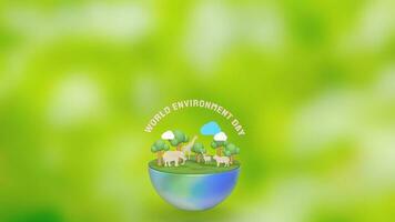 The earth and animal for world environment day 3d rendering photo