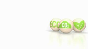 The co2 icon on wood ball for eco or ecology concept 3d rendering photo