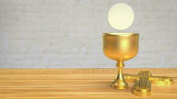 The Bread and Cup for Bread and Cup or religion concept 3d rendering photo