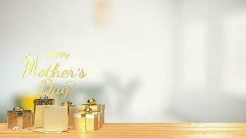 The happy mother's day gold color and gift box  for holiday concept 3d rendering photo