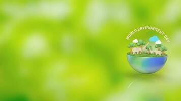 The earth and animal for world environment day 3d rendering photo