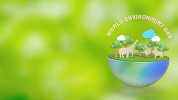 The earth and animal for world environment day 3d rendering photo