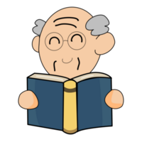 The grandfather holding open books and reading png
