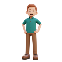 3d masculino personagem mão em quadril png