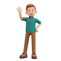 3d male character waving png