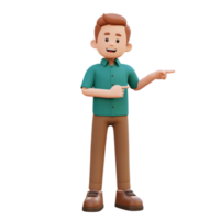 3d male character pointing left png