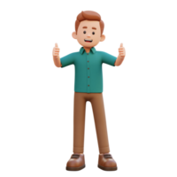 3d male character give a thumb up png
