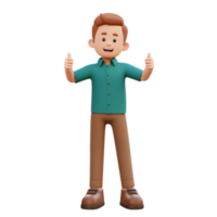 3d Masculin personnage donner une pouce en haut png