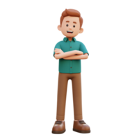 3d masculino personaje brazo cruzado png