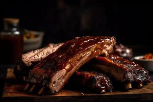 Bbq ribs in bbq sauce. photo