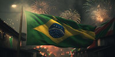 brasileño celebrando fiesta fondo, nacional evento y fiesta celebracion. generativo ai foto