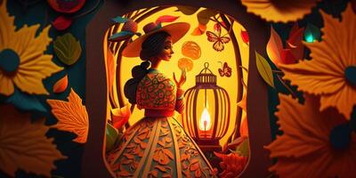 Festa junina lantern background, Brazilian party and Latin american festival. photo