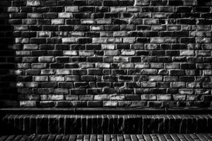 Monochromatic image of a brick wall in a high contrast black and white. photo