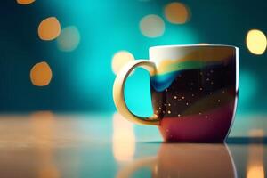 Coffee mug on bright background. photo