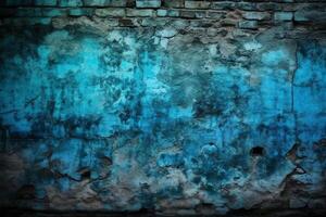 Old wall pattern texture cement blue dark abstract blue color design are light with black gradient background. photo