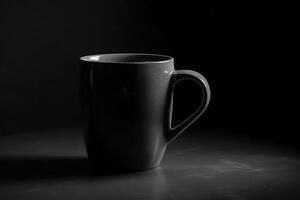 Coffee mug in black and white against a white background. photo