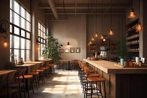 3D render cafe restaurant. photo