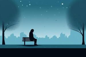 Depression and feeling alone blue left out loneliness major depressive episode mde in simple graphic design style black and neutral colors high contrast symbolic ai. photo