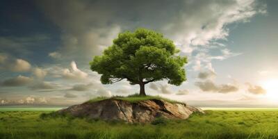 Big Tree growth background, World environment day concept. photo