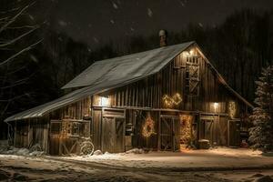 Christmas barn. AI Generated photo