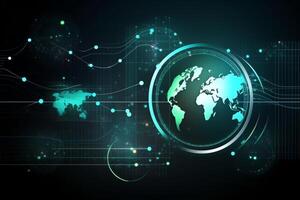 Chart of business data graph diagram and growth financial graphic report in mation on futuristic finance background with market economy infographic template. photo