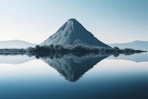 Nature abstract background of rock mountain peak mountain high with lake minimalism style. photo