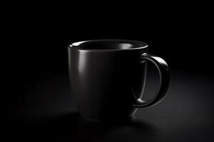 Black coffee mug mockup isolated. photo