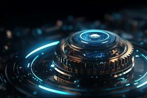 Abstract technology background technology concept gear wheel big data concept 3d illustration 3d rendering. photo
