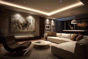 Modern living room design elegant home decor. photo