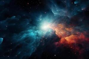 vistoso espacio galaxia nube nebulosa stary noche cosmos universo Ciencias astronomía supernova antecedentes fondo de pantalla. ai generado foto
