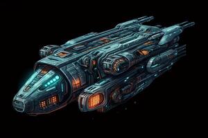 Scifi spaceship space ship transport intergalactic travel concept art. photo