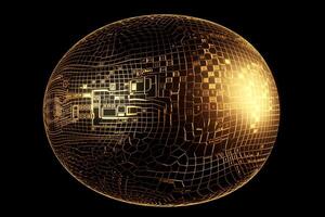 Abstract artificial intelligence gold egg background med from data technology. photo