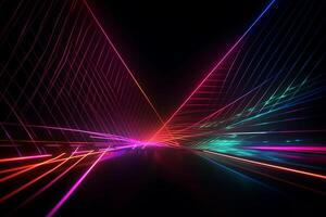 Colorful neon laser lines abstract background. photo