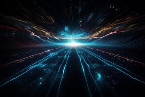 Galaxy space and technology theme with motion light trail abstract background. photo
