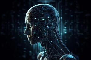 Advanced artificial intelligence the future rise in technological singularity using deep learning algorithms. photo