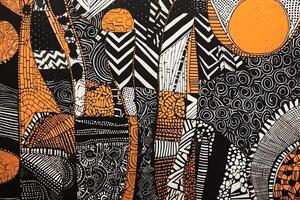 African textile inspired abstract art piece with high contrast. photo