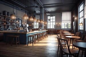 3D render cafe restaurant. photo