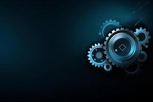 Gears icon special blue banner background. photo