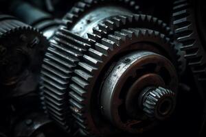 Close up oh gears of an engine illustration. photo