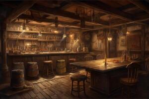 Artistic concept painting of a tavern at wild west times background illustration. photo